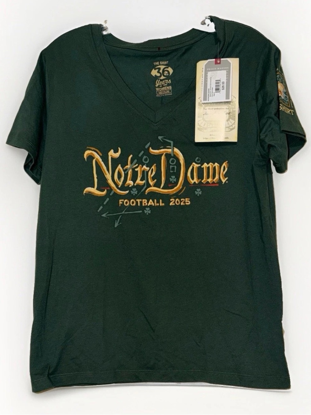 New Notre Dame Football The Shirt 2025 Women's Size Medium V-Neck T-Shirt NWT